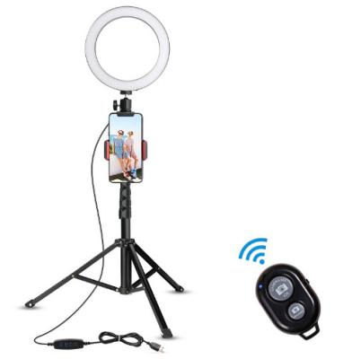 China 6 Inch Dimmable LED Selfie Ring Light Remote Camera Shutter with Tripod Stand Phone Holder for Makeup Live Stream ZMLD11 for sale