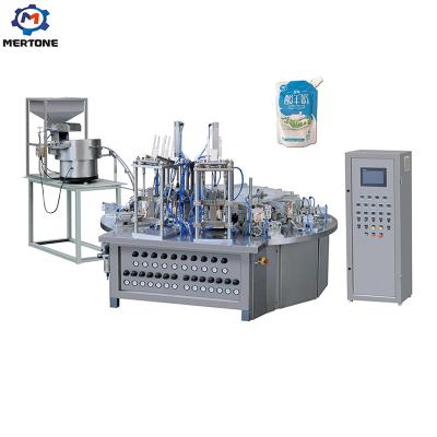 China Plastic Food Insert Water Spouted Doypack Filling Machine Liquid Holder Up Pouch With Spout Sealing Machine for sale