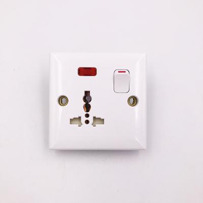 China Brass Or Iron Type 86 Witch One Strip Switch Multifunctional Wall Electrical Socket With Neon Lamp for sale