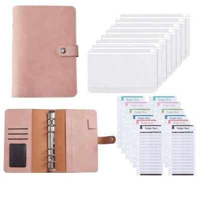 China A6 PU Budget Binder Diary Planner Organizer Spiral Leather Journal Stationery Office School Supplies for sale