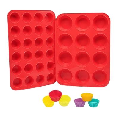 China Reusable 12 Cup Silicone Muffin Roll Pan Viable Mold Tray Silicone Baking Set for sale