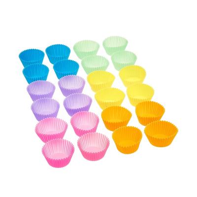 China Viable Cupcake Muffin Silicone Cups Baking Liners 36 Pack Reusable Stick Cake Molds Sets No for sale