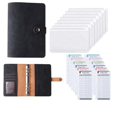 China Spiral Leather Binder 6 Ring PU Notebook Refillable Budget Binder A6 for sale