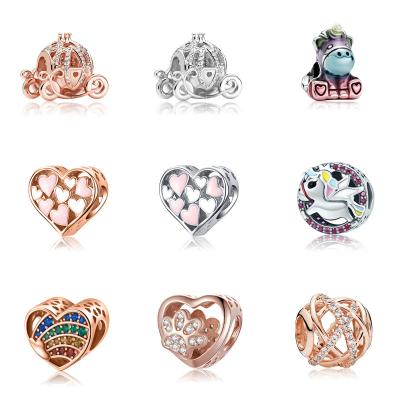 China 2022 new cute alloy beads rose gold love diamond bracelet accessories combination bracelet children diy accessories for sale