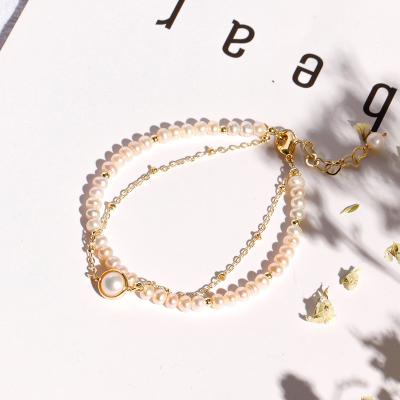 China FASHIONABLE Hot Sale Natural Freshwater Pearl Gemstone Adjustable Bracelet Gold Plated Adjustable Beaded Jewelry Pearl Bracelets for sale