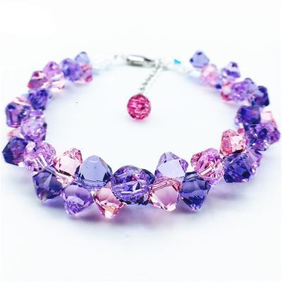 China wholesale FASHIONABLE 925 Sterling Silver Austrian Amethyst Bracelet Crystal Bracelet For Woman natural fashion color bracelet for sale