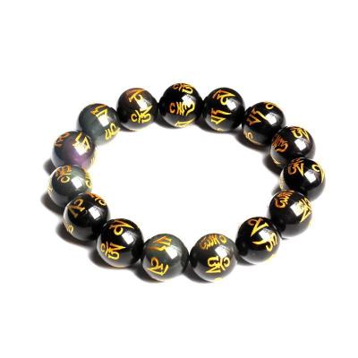 China Wholesale Natural Stone Vintage Buddha Beads Bracelets For Men And Women Couples Gold Plated Obsidian Crystal Bracelet for sale