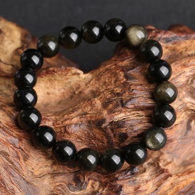 China CLASSIC diy fashion gemstone feng shui bracelet for men and women healing natural stone obsidian crystal black bracelet for sale