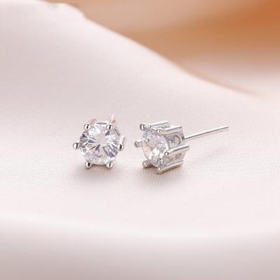 China Hot Sale Designer 925 Sterling Silver Zircon Korean Fashion Stud Earrings Women TRENDY for sale