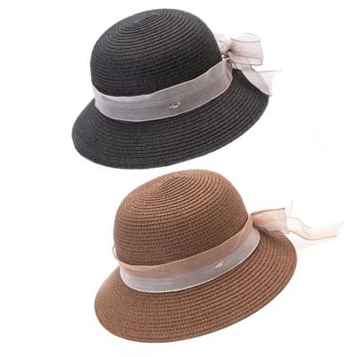 China Sun Protection & Multi Color Breathable Paper Bowknot Women Summer Cloche Straw Hat for sale