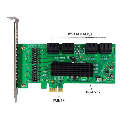 China Desktop High Quality PCI-E 8 to SATA 3.0 Expansion Card 6G Adapter Converter Card Port IPFS Expansion Hard Disk 88SE9215 for sale