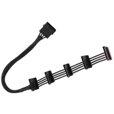 China Computer PC Computer IDE Molex 1 to 5 Server 4pin 15pin SATA Splitter Hard Drive SSD Power Supply Cable HDD Tie 18AWG Sheathed 40CM for sale