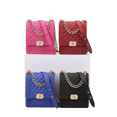 China Newest Wholesale Fashinable Woman Handbags Silicone/PVC Rainbow Candy Color Shoulder Cross - Body Bags Small Colorful Jelly Purse for sale