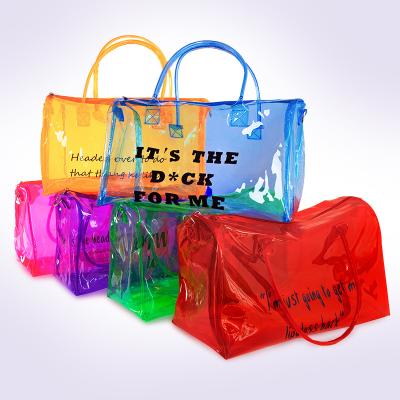 China Custom Holographic Logo Fashion Jelly Bag Women's Eco-Friendly Duffle Duffle Travel Bag Sports Expend One Night Bag for sale