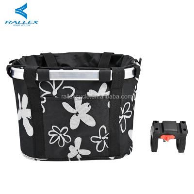 China Easy Install and Remove RALLEX Portable Foldable Durable Fabric Front Basket Pet Carrier Basket Bag Folding Bicycle Basket for sale