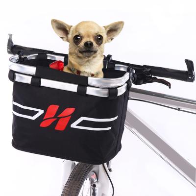 China Easy Installation and Remove RALLEX Folding Bicycle Basket Canvas Bicycle Front Basket Pet Carrier Folding Large Capacity Bicycle Basket for sale