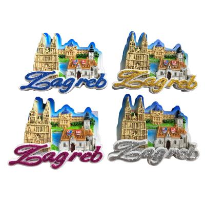 China Croatian Shape Resin Magnet Landscape Architecture Fridge Magnets Are Customizable Souvenirs for sale