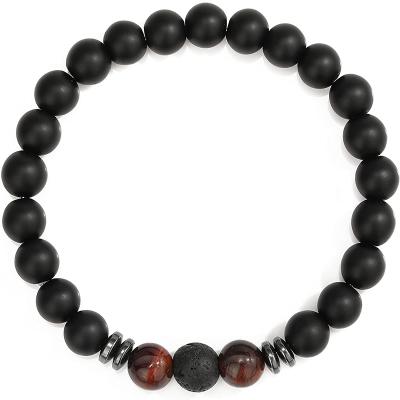 China Romantic Volcanic Stone Beaded Bracelet Women's Natural Volcanic Stone Woven Rope Bracelet for sale