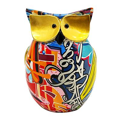 China Creative Europe Owl Ornaments Nordic Colorful Crafts Water Transfer Resin Ornaments for sale