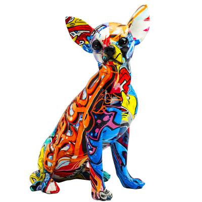 China Creative Europe Water Transfer Chihuahua Dog Ornaments Resin Craft Ornaments for sale