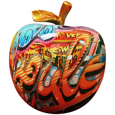 China Europe Creative Colorful Printing Water Transfer Printing Apple Ornaments Modern Crafts Resin Ornaments for sale