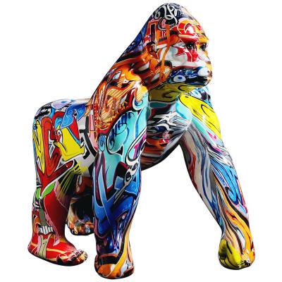 China Creative Colorful Europe Gorilla Ornaments Water Transfer Printing Process Resin Ornaments for sale