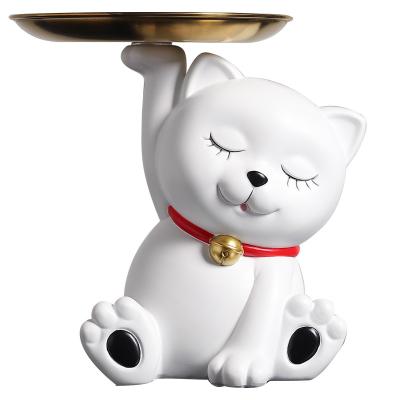 China Creative Europe living room decorations simple and beautiful kitten tray resin ornaments for sale