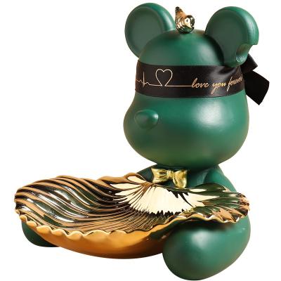 China European Creative Blindfolded Bear Tray Decoration Resin Modern Home Decoration for sale