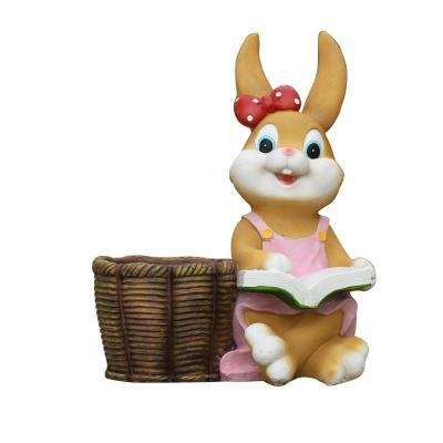 China European Garden Decoration Creative Cartoon Rabbit Lovely Garden Sculpture Resin Outdoor Garden Decoration for sale