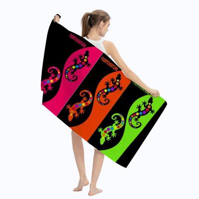 China Compressed Custom Printed Beach Towel Microfiber Logo Customizable Beach Towel for sale