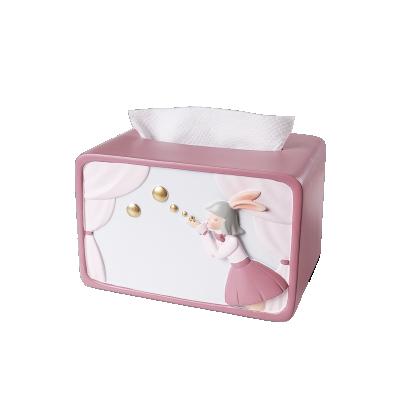 China Nordic light luxury box office pink household resin simple multi-function tissue box Europe tissue box for sale