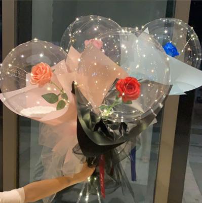 China Ramadan Balloon 2022 Valentine's Day Party DIY Rose Bouquet Decoration DIY Rose Globo LED Balloon Round Rose Flower Bobo Balloon Transparent for sale