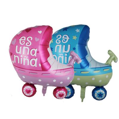 China New Birthday Baby's First Birthday Decoration Car Foil Balloon Stroller Shape Aluminum Foil Rocking Balloon for sale