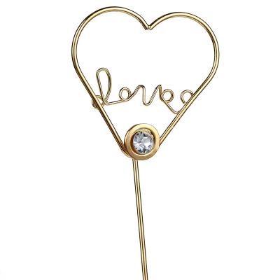 China High Quality Cake Topper Wrought Iron Cake Decorating Valentine's Day LOVE Gold Cake Topper Wedding Party Dessert Topper for sale