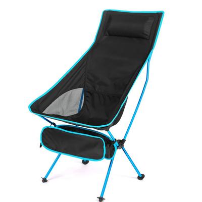 China Ultralight Comfortable Headrest Folding Camping Chairs Leisure Portable Outdoor Foldable Garden High Chairs Folding Lightweight Beach Chairs for sale