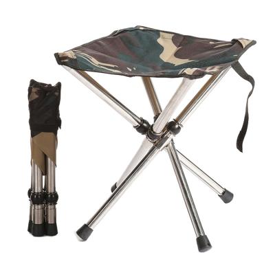 China Lightweight Portable Customizable Stainless Steel + Oxford Cloth Foldable Camping Stool With Non-slip Foot Pad for sale