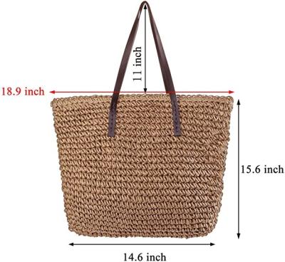 China Fashion New Arrivals Customize Handmade Weaving Ladies Shoulder Bag Straw Woven Tote Large Beach Handbags Vendor Women Handbags for sale