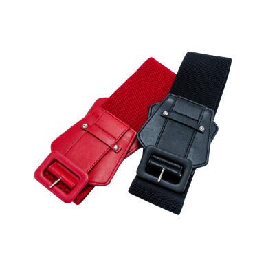 China Fashion.Casual.Business 2021 hot wholesale fashion ladies trim leather coat waistband red and black women's PU wide waistbands for sale