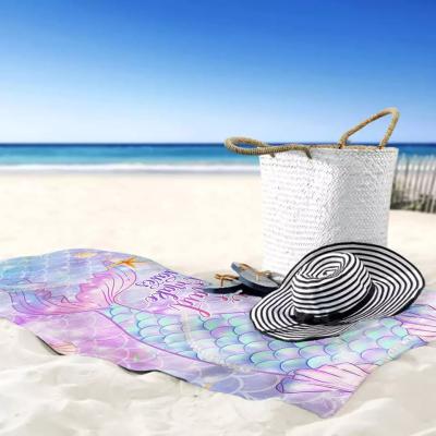 China Swimming Pool Microfiber Beach Towel Quick Dry Sand Free Digital Sublimated Printed Logo en venta