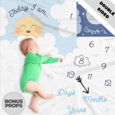 Китай Baby Milestone Blanket Boy -Baby Month Blanket for Boys - First Year Calendar Monthly Growth Chart - Baby Boy Shower Gif продается