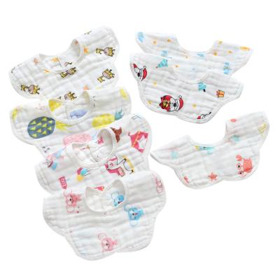 中国 Wholesale custom washable printed plain white cotton muslin bandana baby weaning towel organic bamboo bib 販売のため