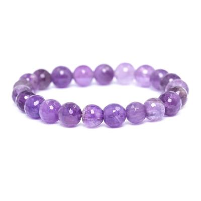 China 22 Crystal Women Beads Healing Power 8mm Gemstone Round Beaded Bracelets Natural Purple Crystal Stretch for sale