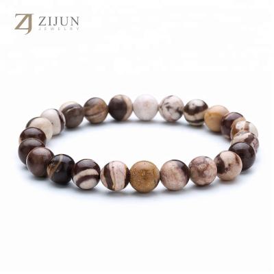 China Fashion Australian Zebra Stone Men Healing Bracelets Wholesale Natural Australian Stretch Zebra Bracelets Beaded Stone Stone for sale