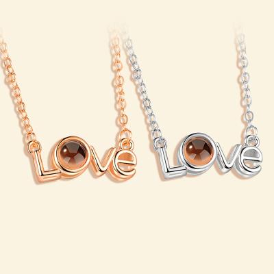 China Crystal Necklace Projector I Love You Best Friends Gift Pendant Gift I Love You Love Pendant Necklace For Women Bridesmaid for sale