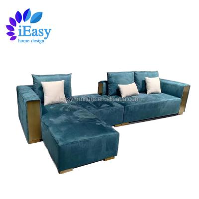 China Modular iEasy luxury  technology cloth corner fabric sofa set furniture Lounge living room sofas sectional Velvet modern L shaped sofa for sale