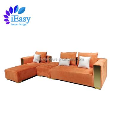 China Modular iEasy furniture Foshan factory direct selling newest style custom soft velvet fabric modern design corner sofa L shape sectional for sale