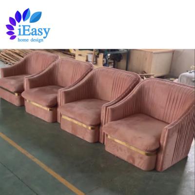 China Other iEasy custom luxury pink comfortable european modern velvet fabric upholstered lounge leisure chair living room furniture sofas for sale