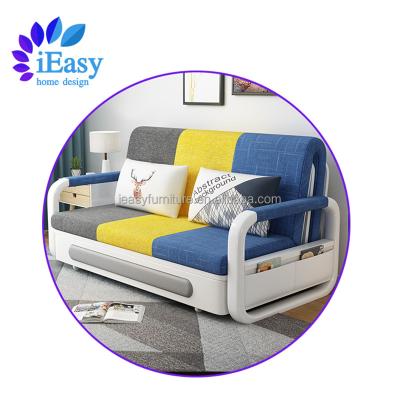 China Adjustable (other) iEasy furniture factory custom wholesale fabric sleeper metal frame sofa cum bed foldable modern folding sofa bed with storage for sale