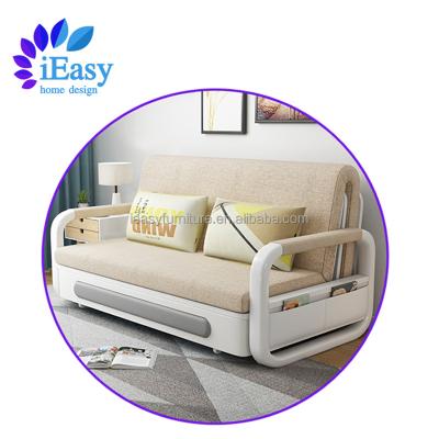 China Adjustable (other) iEasy Furniture Most Popular Fabric Low Price Simple Modern Living Room Folding Sofa Cum Bed Foldable Sofa Bed With Storage for sale