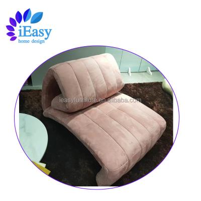 China Foldable iEasy new design pink velvet fabric living room adjustable leisure sofa bed hot selling foldable single living room sofa chair for sale